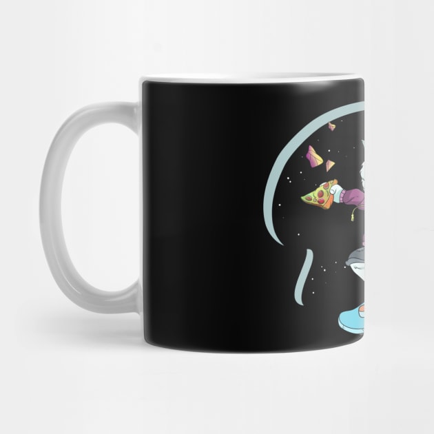 Space Unicorn Cat Pizza Lover - Skateboarding by Trendy Black Sheep